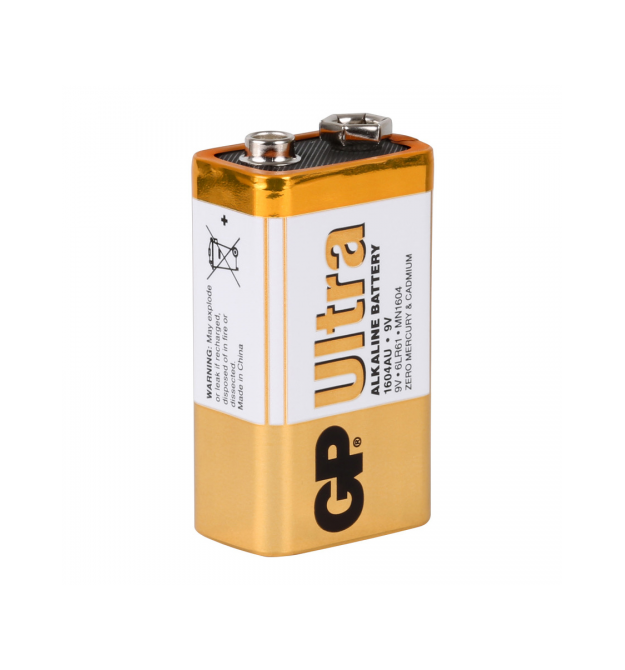 Батарейка щелочная GP ULTRA ALKALINE 1604AU-S1, 9V, крона, 6LF22 10 (100шт.) х10(10шт.) х1 в вакуумной упаковке цена за 1шт
