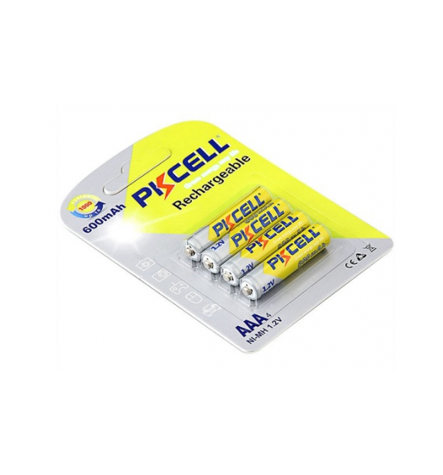 Аккумулятор PKCELL 1.2V AAA 600mAh NiMH Rechargeable Battery, 4 штуки в блистере цена за блистер, Q12