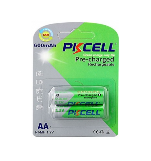 Аккумулятор PKCELL 1.2V AA 600mAh NiMH Already Charged, 2 штуки в блистере цена за блистер, Q12