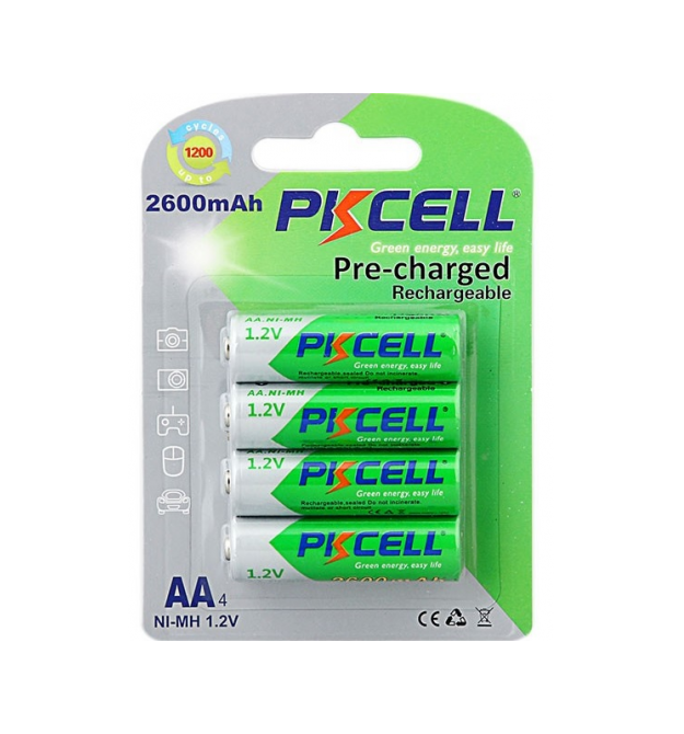 Аккумулятор PKCELL 1.2V AA 2600mAh NiMH Already Charged, 4 штуки в блистере цена за блистер, Q12