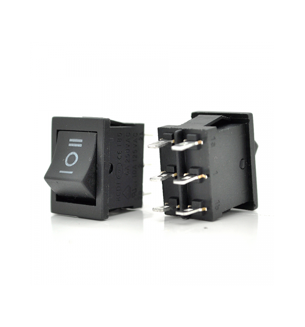 Переключатель ON-OFF KCD2-213, 250VAC – 6A, 6 контактов, Black, Q100