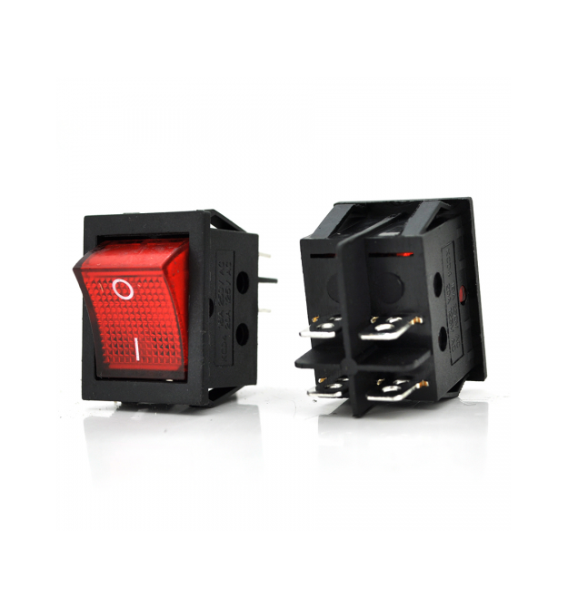 Переключатель ON-OFF KCD4-201N, 250VAC - 16A, 4 контакта, Red, Q50 ( 246*170*41 ) 0,66 кг