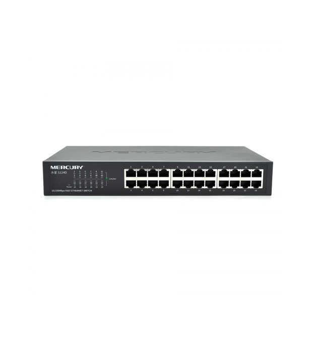 Комутатор Mercury S 124d, 24 порти Ethernet 10 - 100 Мбіт - сек, BOX Q6