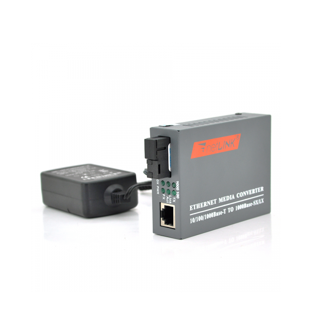 Медиаконвертер Merlion B (IC+175), 1550 WDM, 10M / 100M / 1000M, (0 +70C), 20km + блок питания 5V 2A (евро вилка) Q10