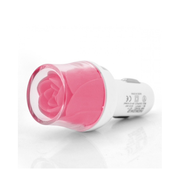 АЗУ NOKOKO Flower, 12V-USB, 5-5.5V, 2*USB, 10W, 2,1А, Pink, Пакет Q50