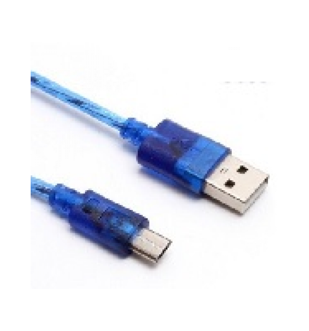 Кабель USB 2.0 (AM-Micro 5 pin) 1м, прозорий синій, Пакет, Q250