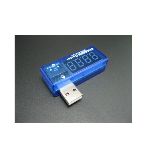 USB тестер Charger Doctor напряжения (3-7.5V) и тока (0-2.5A) Blue, загнутый