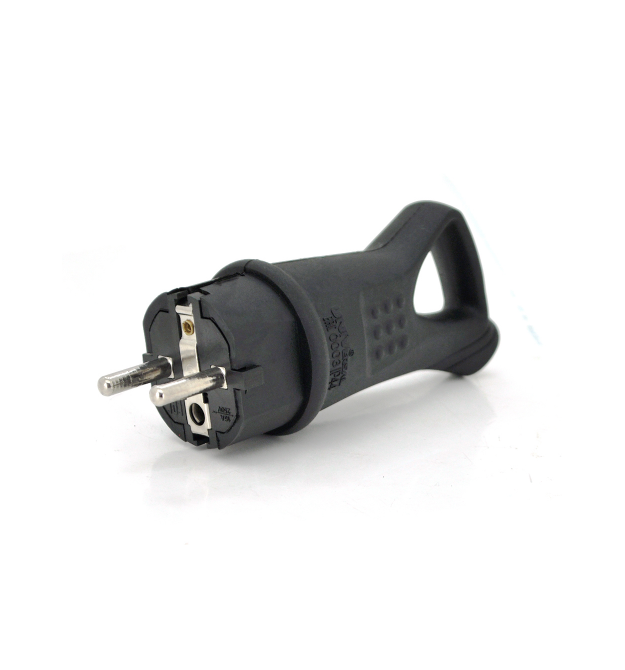 Вилка каучуковая с заземлением, 16A 250V, IP44 0003, Black