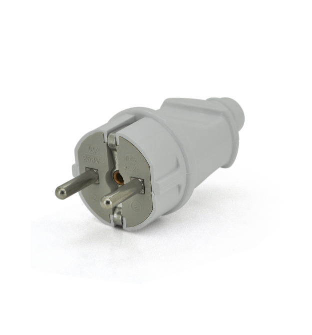 Вилка с заземлением, 16A 250V, A101, White, Q20