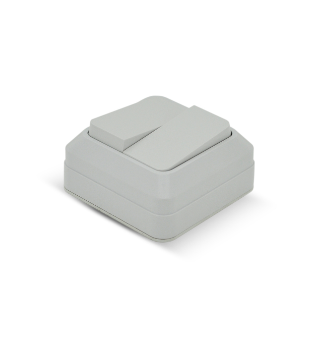 Выключатель двойной наружного монтажа, White, Q10