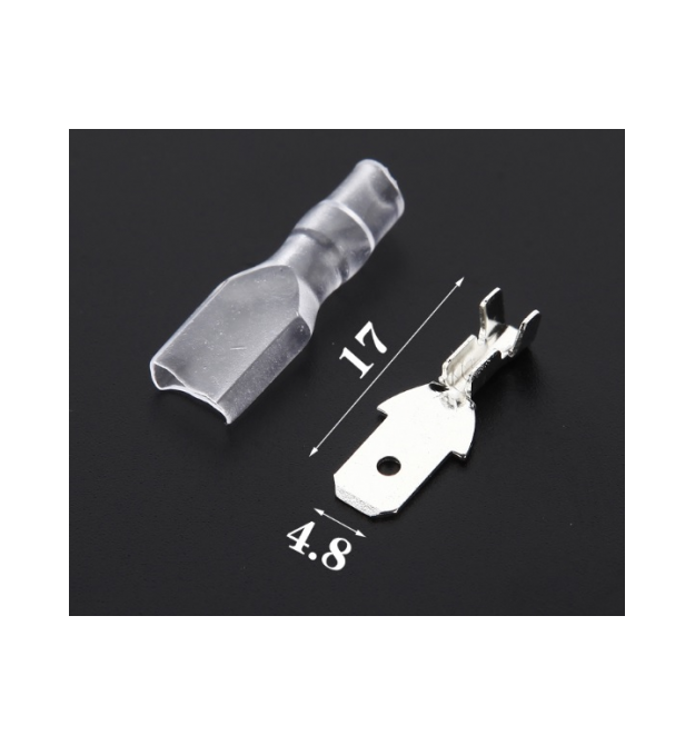 Клема F1 тато, 4.8 мм, дріт 0.5-1.5, неізольована, латунь, з силіконовим ковпачком, 100шт в упаковці, ціна за упаковку