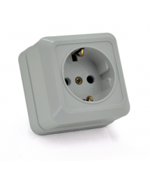 Розетка с заземлением наружного монтажа O0028, White, Q16