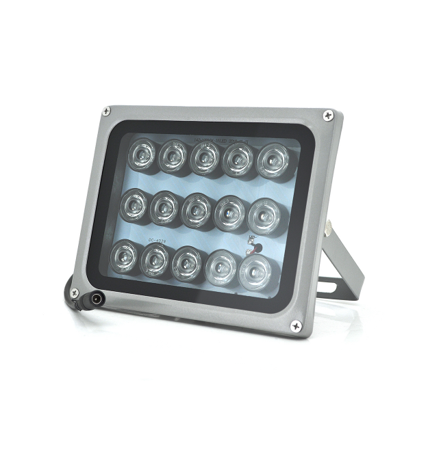 ИК прожектор YOSO 12V 30W, 15LED, IP66, 850Нм, угол обзора 60°, линза 8мм, дальность до 50м, 180*115*140мм, BOX