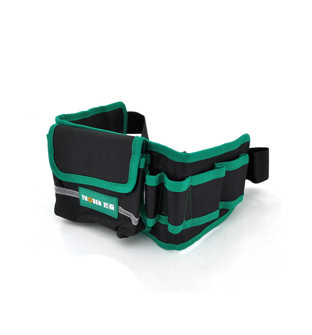Сумка для монтажных инструментов TUOSEN, 8 кармашков, черно-зеленая, на пояс