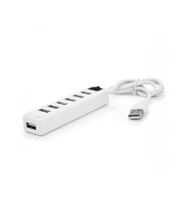 Хаб USB 2.0 7 портов, White, 480Mbts питание от USB, с выключателем, Blister Q100
