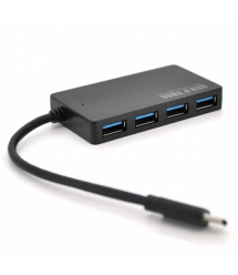 Хаб Type-C, 4 порта USB 3.1, до 5Gb - s, Black, Blister