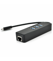 Type-C-хаб, 3хUSB 3.0 + 1 Gigabit Lan, Black, Box
