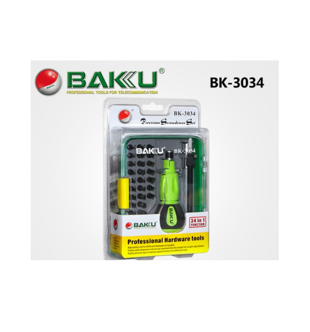 Набор отвёрток BAKKU BK-3034(Ручка+34насадок),Box