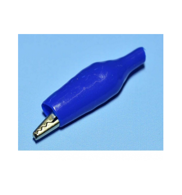 Зажим тестерный крокодил синий АС-003, 52мм (эластичный резиновый кожух)