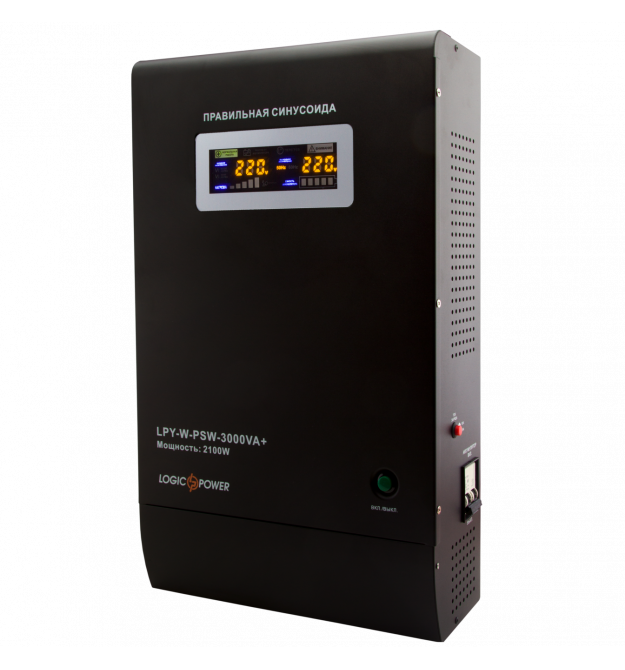 ДБЖ із правильною синусоїдою LogicPower LPY-W-PSW-3000VA+ (2100W) 10A/15A 48V для котлів та аварійного освітлення