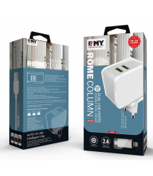 Набор 2 в 1 СЗУ With Iphone Cable 110-240V MY-A203, 2 x USB, 5V / 12W, Output: 5V / 2.4A, White, Blister- box
