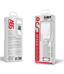 Набор 2 в 1 СЗУ With Micro-Usb Cable 110-240V MY-A101, 1 x USB, 5V / 5W, Output: 5V / 1A, White, Blister- box, Q25
