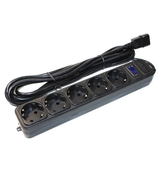 Сетевой удлинитель MERLION UPS B530, 220В 10А, 5 розеток, 3,0 м, сечение 3х0,75мм, черный Q30