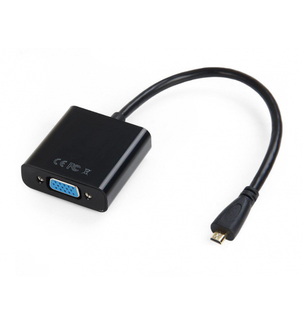 Конвертер micro HDMI (папа) на VGA(мама) 30cm, Black, 4K / 2K, Пакет