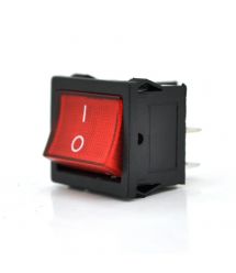 Переключатель ON-OFF KCD1-104, 250VAC - 6A, 4 контакта, RED, Q100