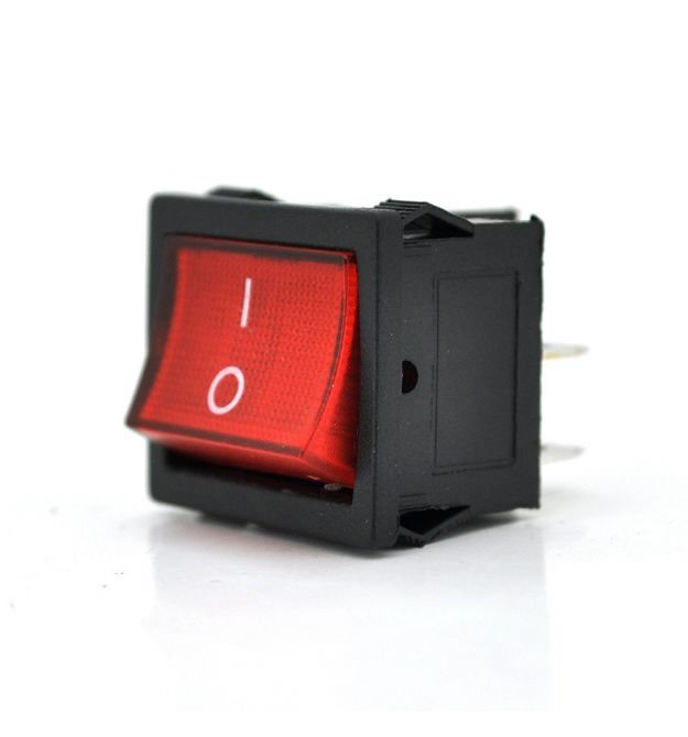 Переключатель ON-OFF KCD1-104, 250VAC - 6A, 4 контакта, RED, Q100
