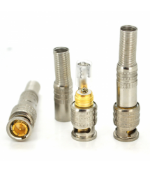 Разъем BNC-M - с пружиной под кабель и наконечником под винт для фиксации центральной жилы, GOLD Corton BOX Q100