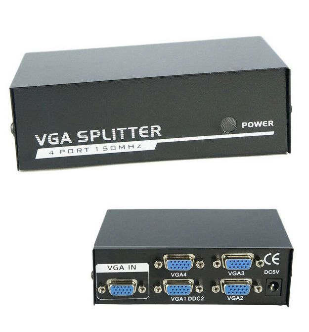 Активный сплиттер VGA сигнала KV-FJ2504S 150MHz 4 Port, DC5V / 2A