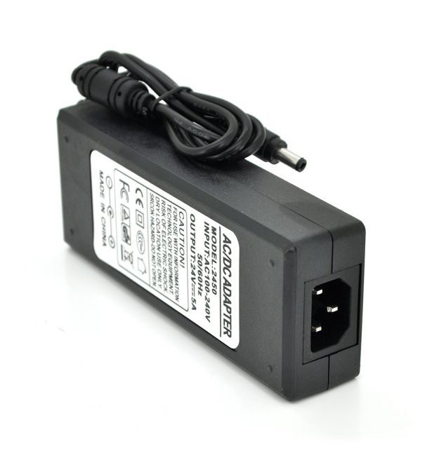 Импульсный адаптер питания YM-2450 24В 5А (12В0т) штекер 5,5 - 2,5 + шнур питания, длина 1,10м