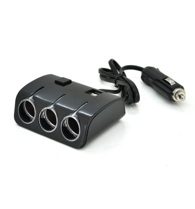 АЗУ разветвитель Olesson 1506, 12V-3*12V+2*USB, Black, Blister