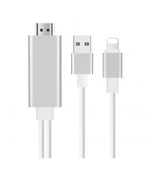 Конвертер Lighting (папа) на HDMI(папа) 1,8м, White, 4K - 2K, BOX