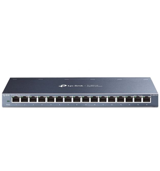 Коммутатор TP-LINK TL-SG116 16x1GE, Неуправляемый, Настольный, Метал. корпус