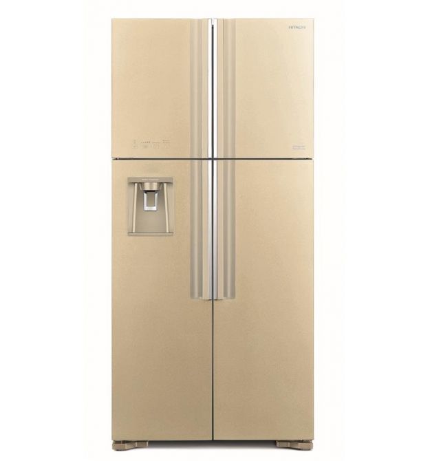 Холодильник Hitachi R-W660PUC7GBE верх. мороз./4 двери/ Ш855xВ1835xГ745/ 540л /A+ /Бежевий (стекло)