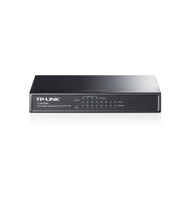 Коммутатор TP-LINK TL-SG1008P 8x1GE/PoE 65.2W, Неуправляемый, Настольный