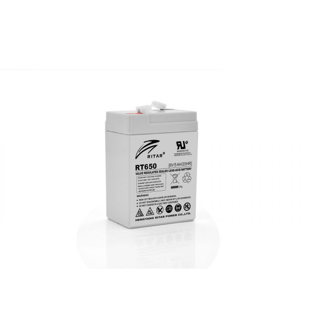 Аккумуляторная батарея AGM RITAR RT650, Gray Case, 6V 5Ah ( 70х47х 99 (107) )Q20