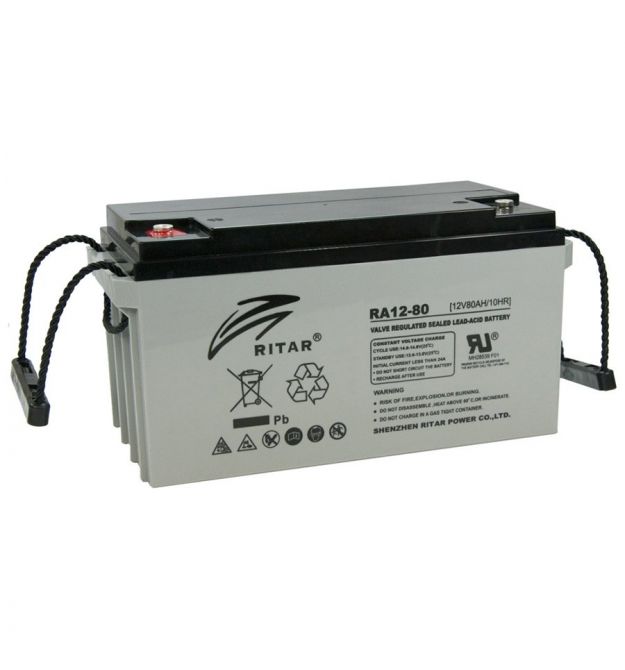 Акумуляторна батарея AGM RITAR DC12-80, Gray Case, 12V 80Ah ( 350 x 167 x 182 ) Q1