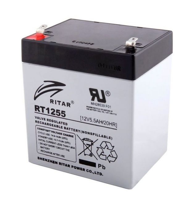 Аккумуляторная батарея AGM RITAR RT1255, Gray Case, 12V 5.5Ah ( 90 х 70 х 101 (107) ) Q10