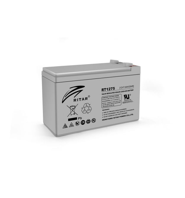 Аккумуляторная свинцово-кислотная батарея AGM RITAR RT1275 Gray Case 12V 7.5Ah Q10