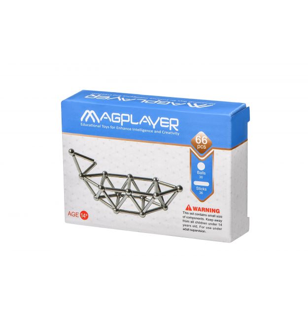 MagPlayer Конструктор Магнітний набір паличок і кульок (66 ел.)