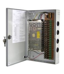 Импульсный блок питания 12V-30A / 18CH в боксе с замком перфорированный, 18-ти канальный, Q14