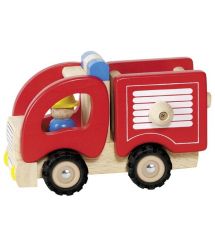 Машинка деревянная goki Пожарная (красный) 55927G