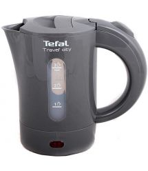 Tefal Електрочайник Travel-o-city 0.5л, Strix, пластик, в комплекті 2 склянки + 2 ложки, біло-бежевий