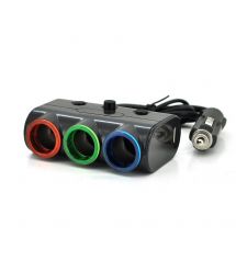 АЗУ разветвитель Olesson 1523, 12V-3*12V+2*USB, Black, Blister