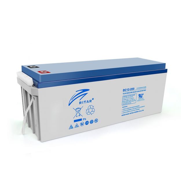 Аккумуляторная батарея AGM RITAR DC12-200, Gray Case, 12V 200Ah ( 522 х 240 х 219 (224) ) Q1