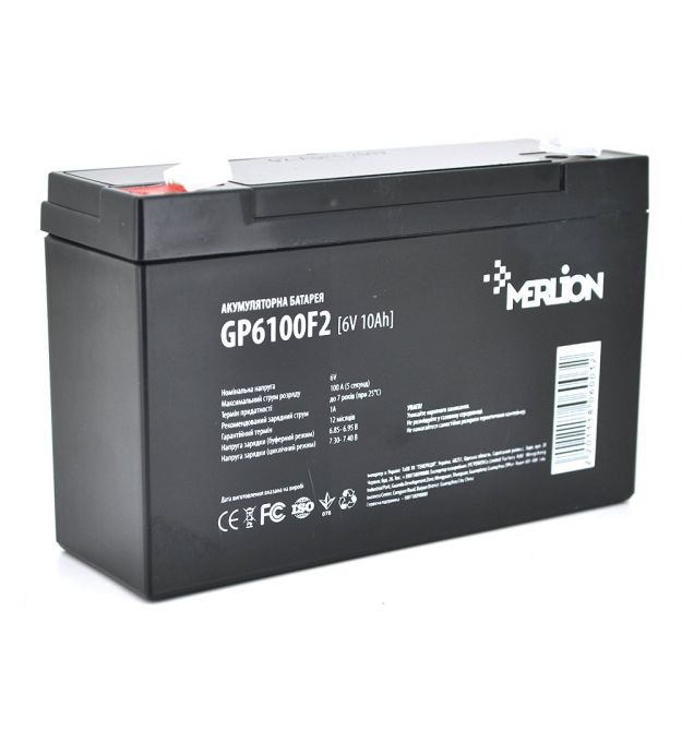 Аккумуляторная батарея MERLION AGM GP6100F2 6 V 10Ah (150 x 50 x 95 (100)) Q10-540