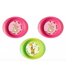 Набор тарелочек Nuvita 6м+ 3шт. глубокие Розовые и Салатовая NV1422Pink